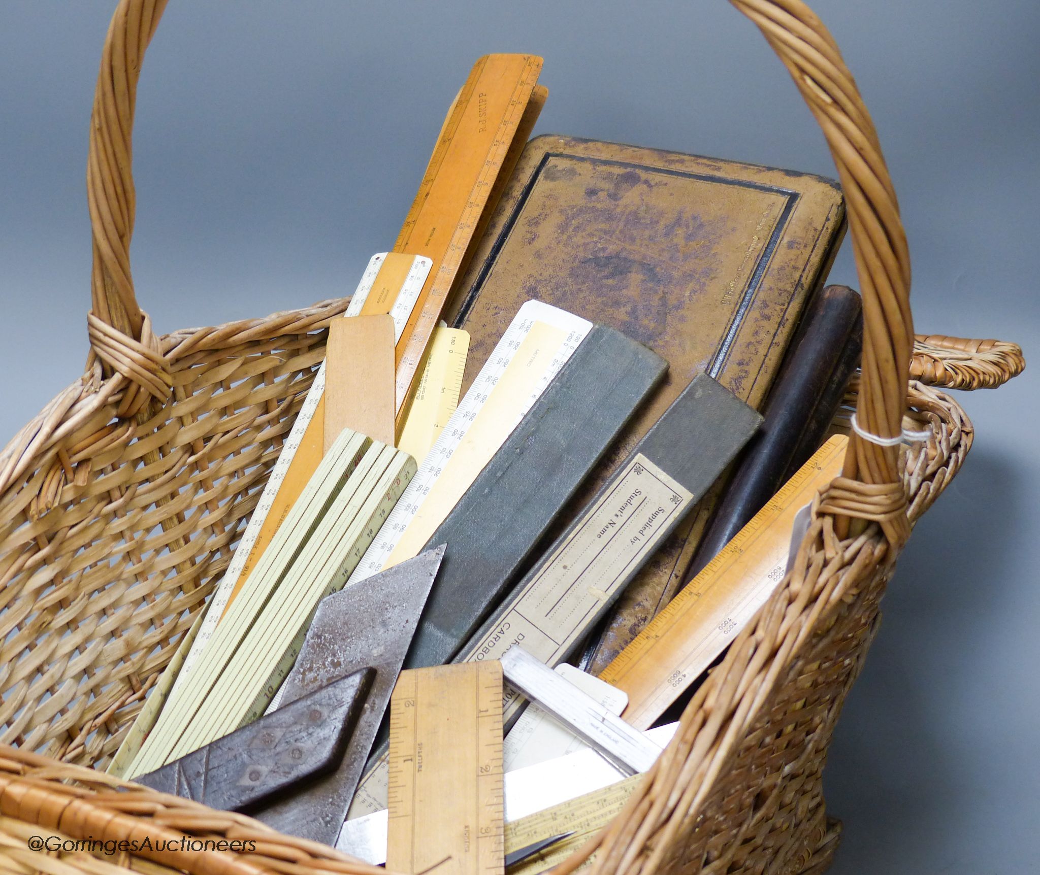 A group of draughtsman's instruments, rules, etc. including Stanley, etc.